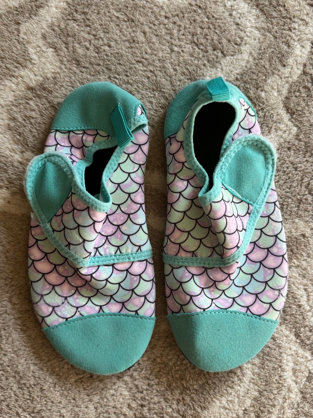 Kids Water Shoes - Mint Mermaid Scale Slip-On, Size 36/37